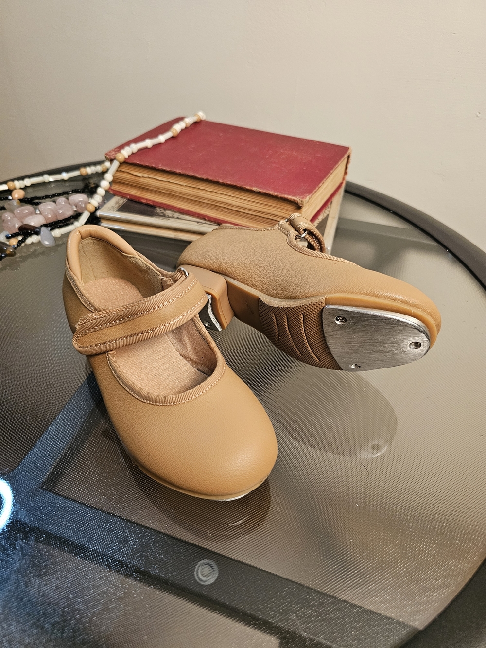 Girls Tan Tap Dance Mary Jane Shoes - Classic Tap Shoe